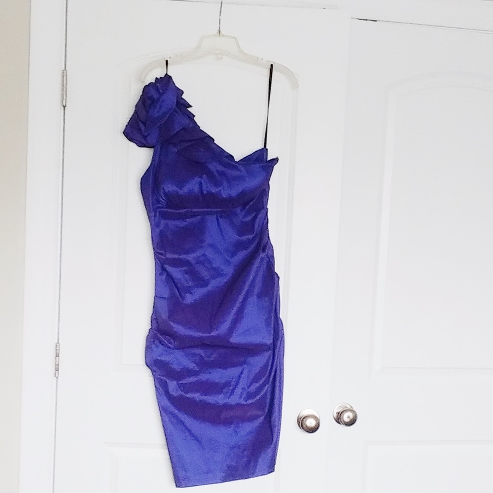 Xscape by Joanne Chen-off shoulder dress - purple